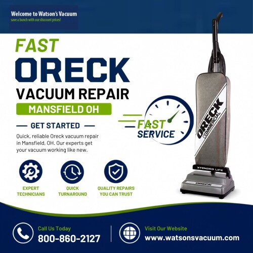 Restore your vacuum with Oreck Vacuum Repair in Mansfield OH from Watson's Vacuum. Experienced technicians, quality repairs, and lasting results. Contact us now! Visit- https://www.watsonsvacuum.com/oreck-vacuum-repair-mansfield-oh/